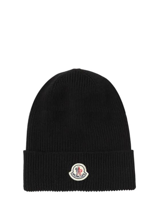 Moncler   Logo wool rib knit beanie 