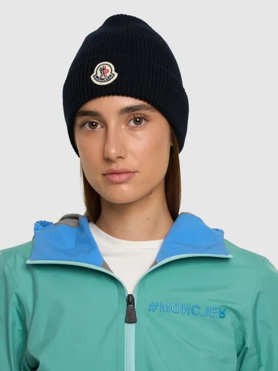 Moncler   Logo wool rib knit beanie 