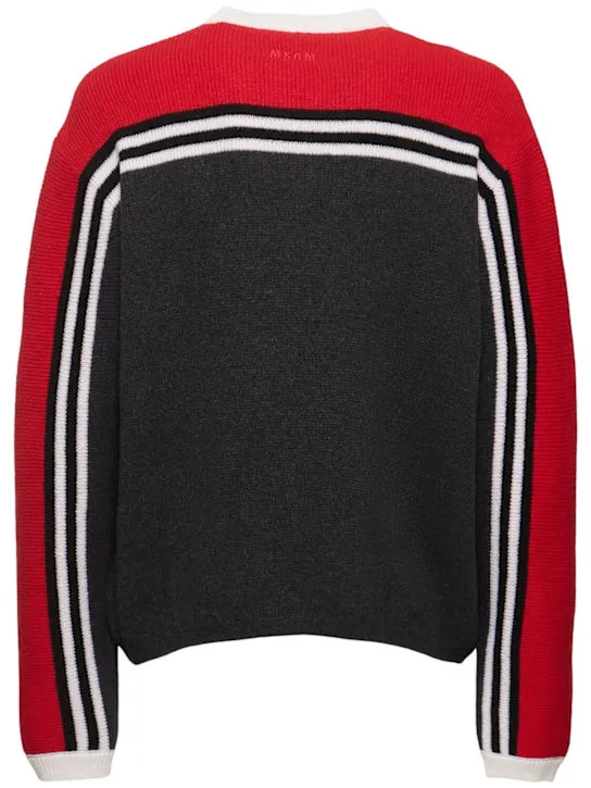 MSGM   Striped intarsia knit sweater 