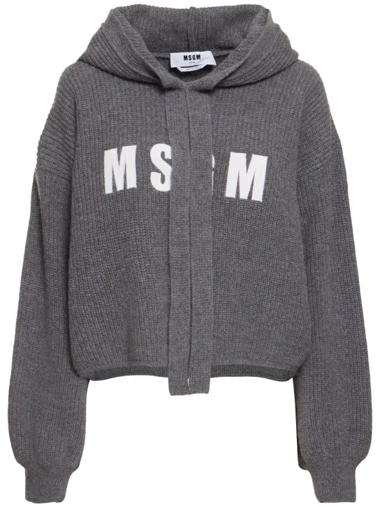 MSGM   Wool blend knit logo hoodie 