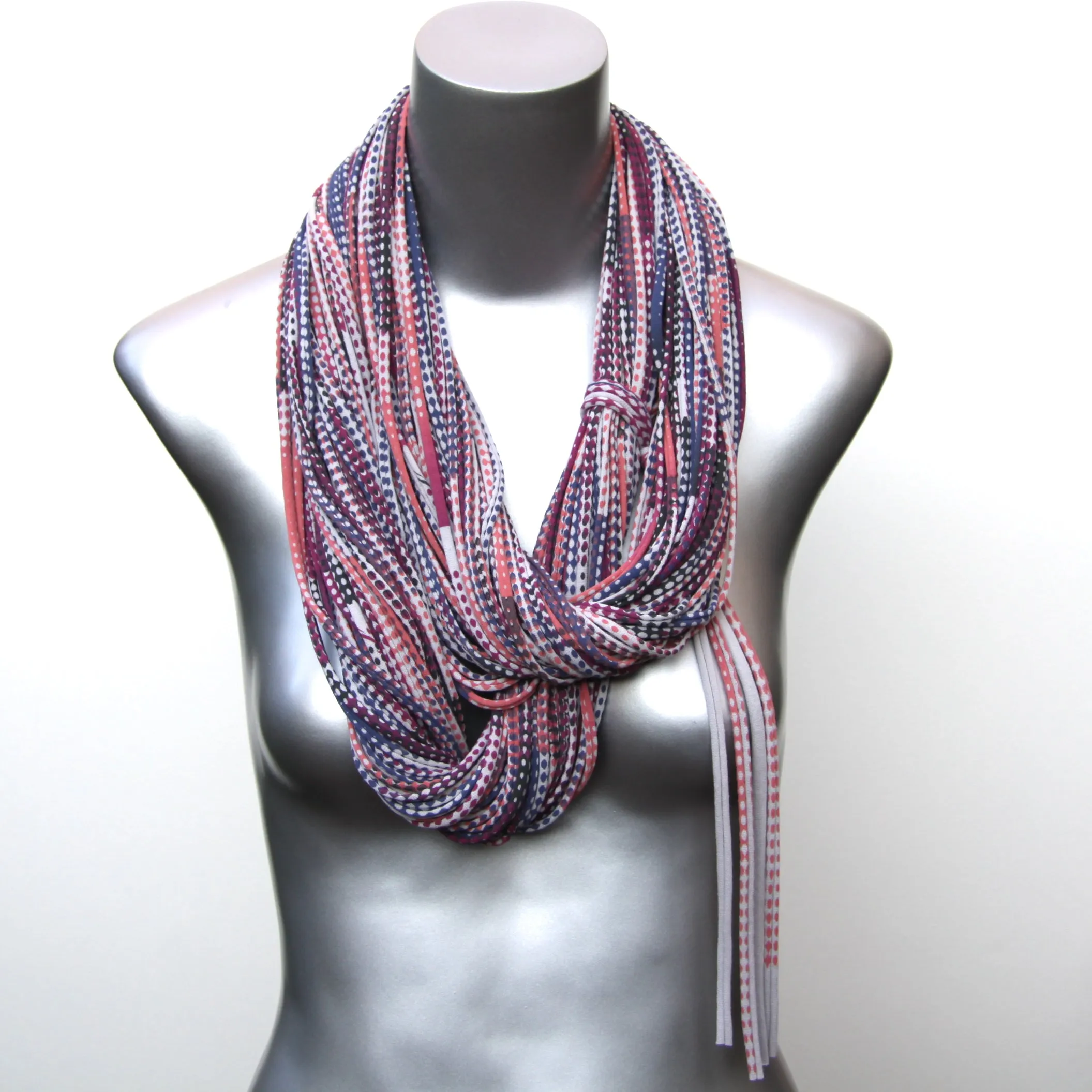 Necklush Chunky Scarf / Magenta Haze, Living Coral & Blueberry / Unisex