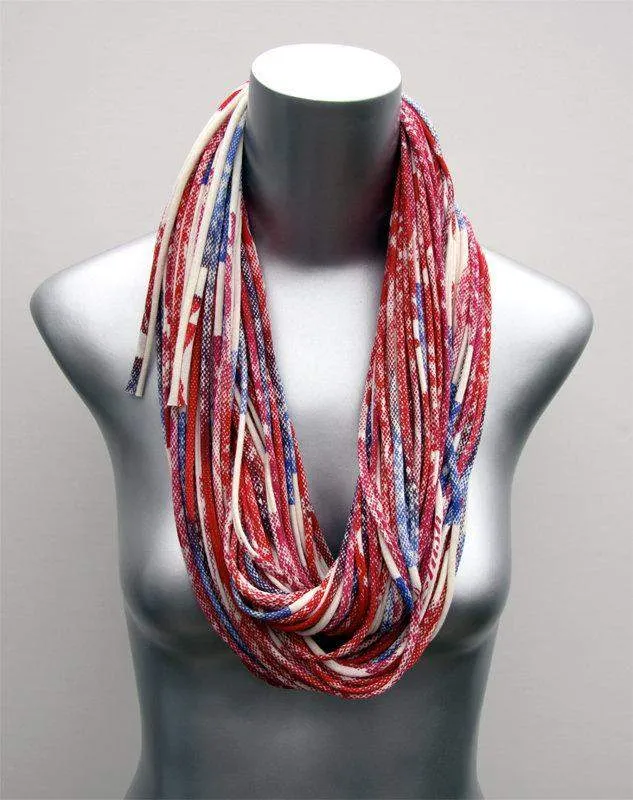 Necklush Chunky Scarf / Red Blue & Purple / Unisex