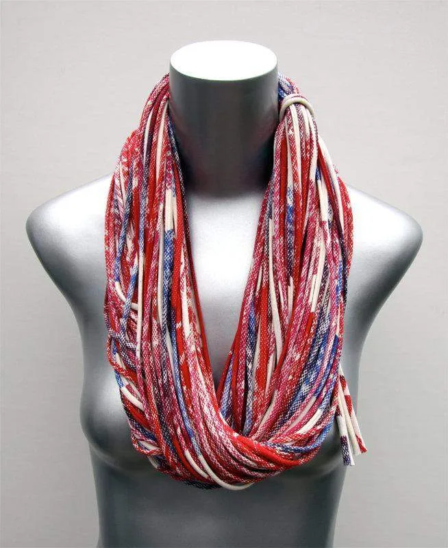 Necklush Chunky Scarf / Red Blue & Purple / Unisex