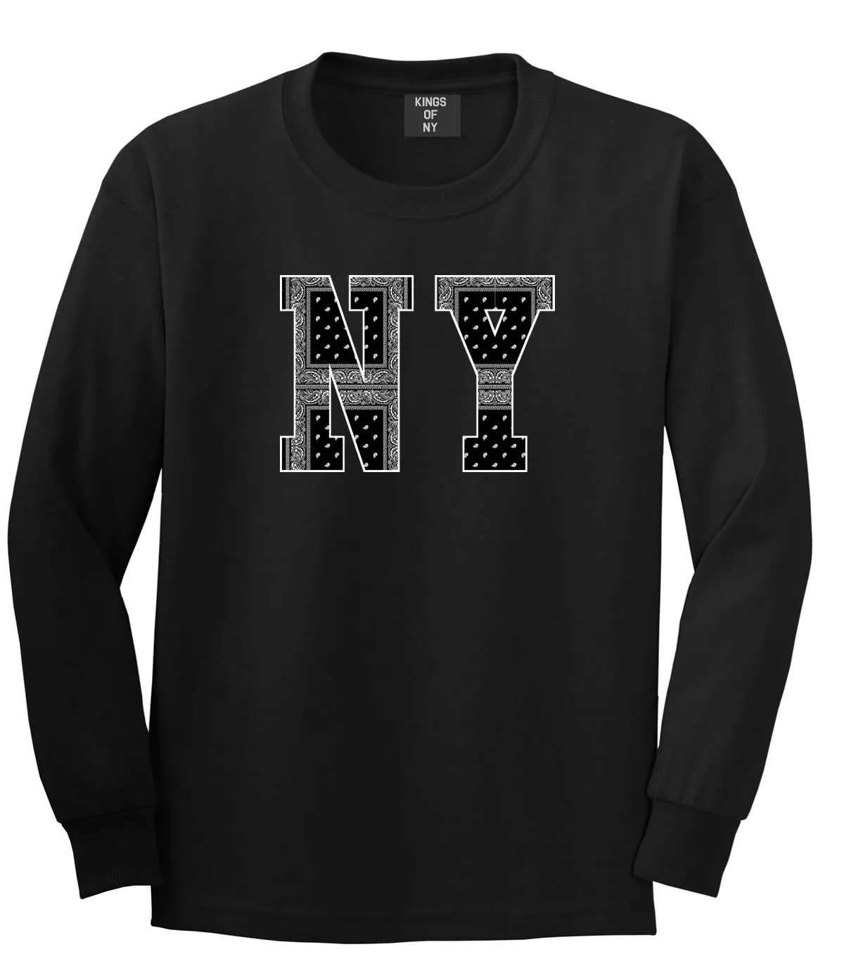 NY Bandana Print New York Black Flag Long Sleeve T-Shirt