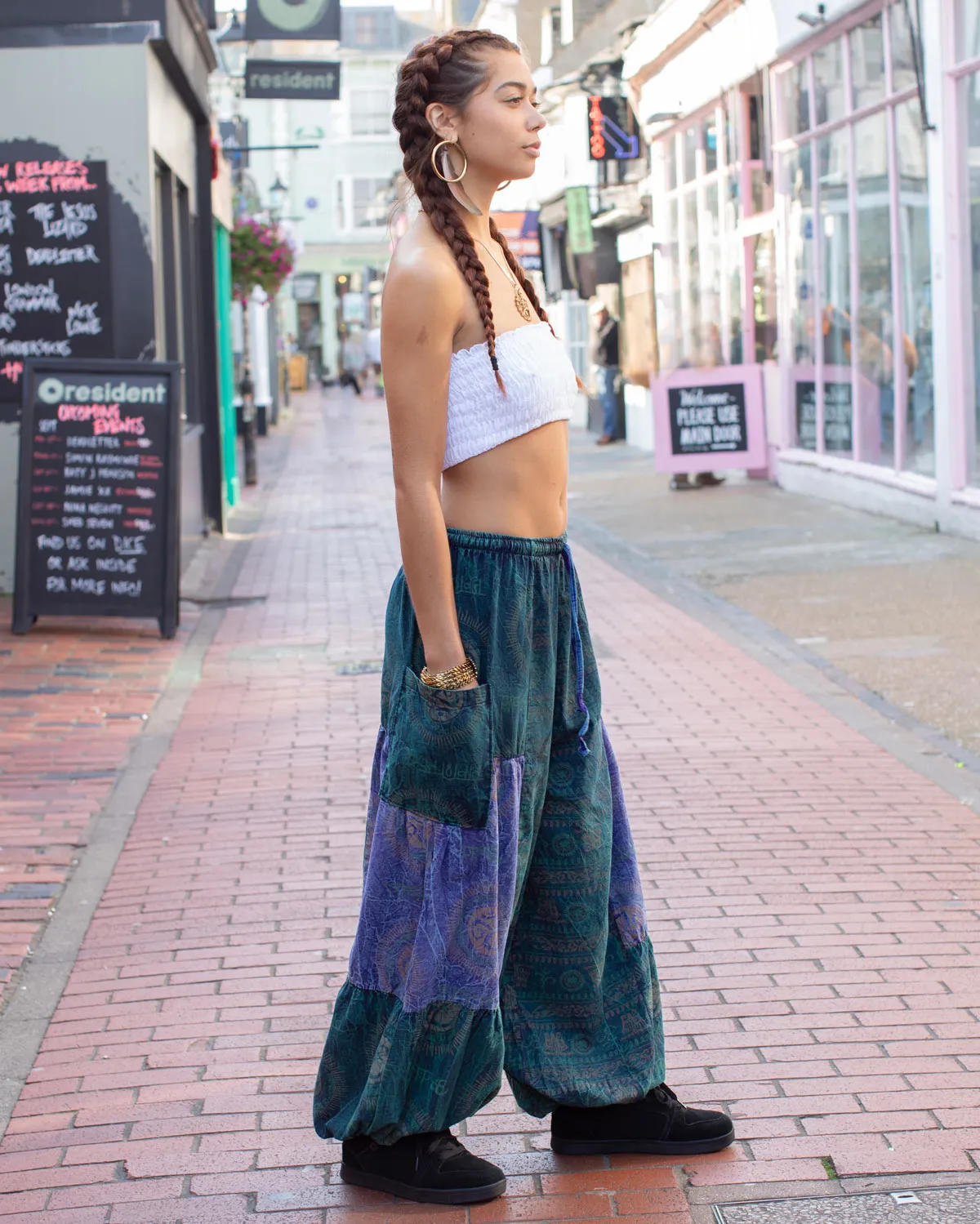 Ohm Mandala Baggy Harem Pants Blue