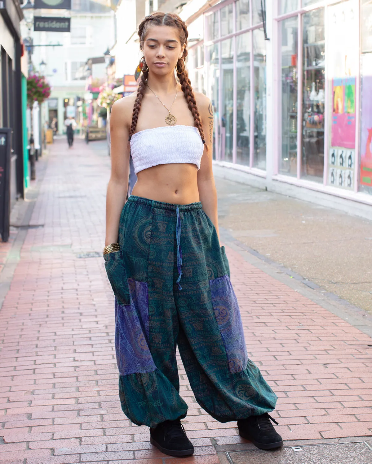 Ohm Mandala Baggy Harem Pants Blue