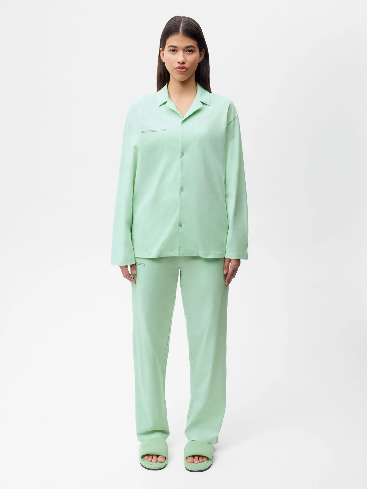 Organic Cotton Pajama Loose Track Pants—lagoon green