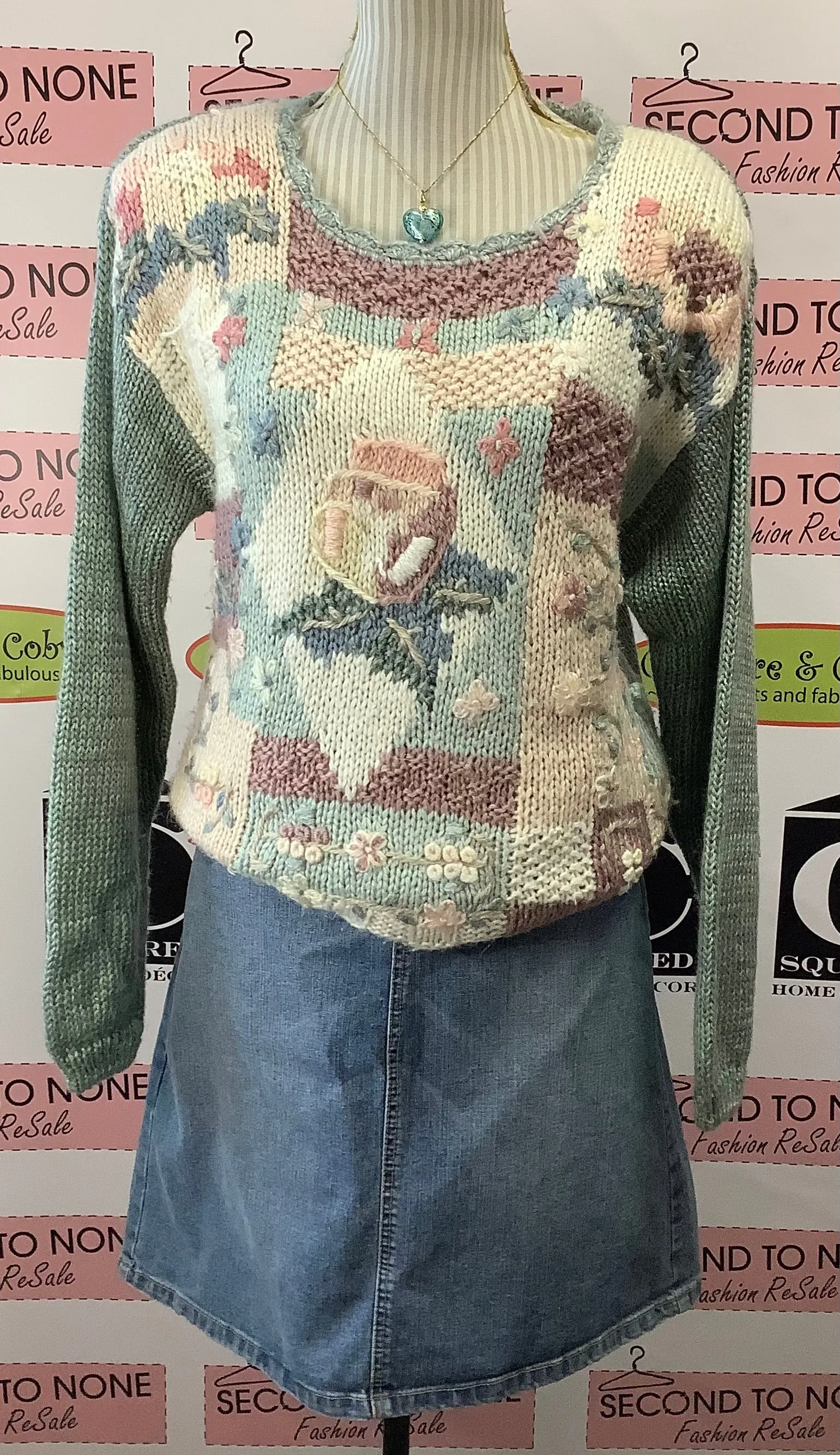 Pastel Chunky Knit Sweater (M)