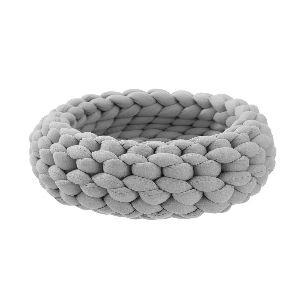 Paws & Claws CHUNKY KNIT CAT BED GREY