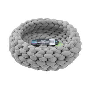 Paws & Claws CHUNKY KNIT CAT BED GREY