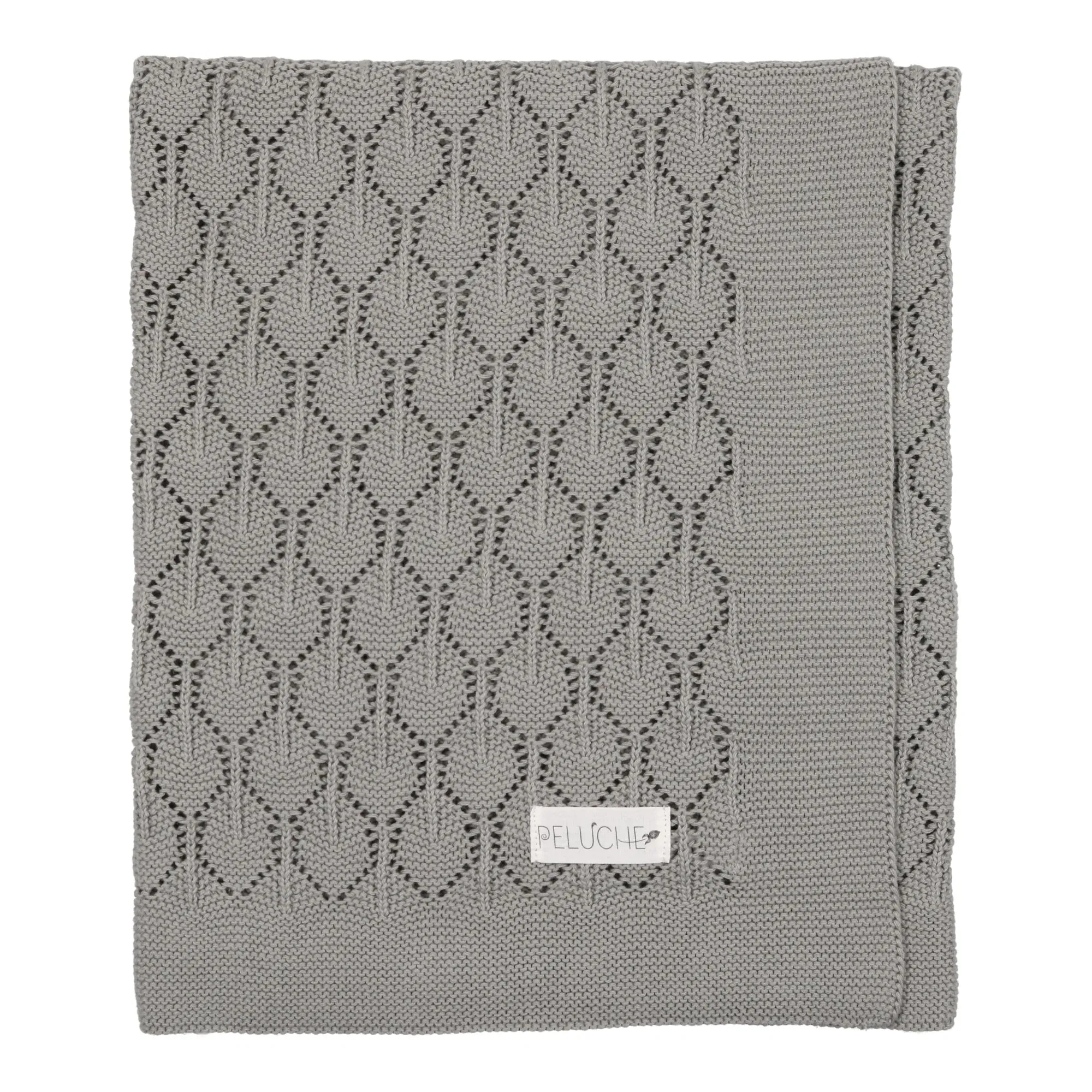 Peluche Slate Chunky Pointelle Knit Blanket