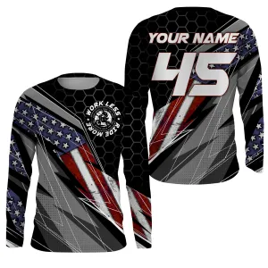 Personalized Racing Jersey Long Sleeve Patriotic Work Less Ride More Dirt Bike Motocross Racewear