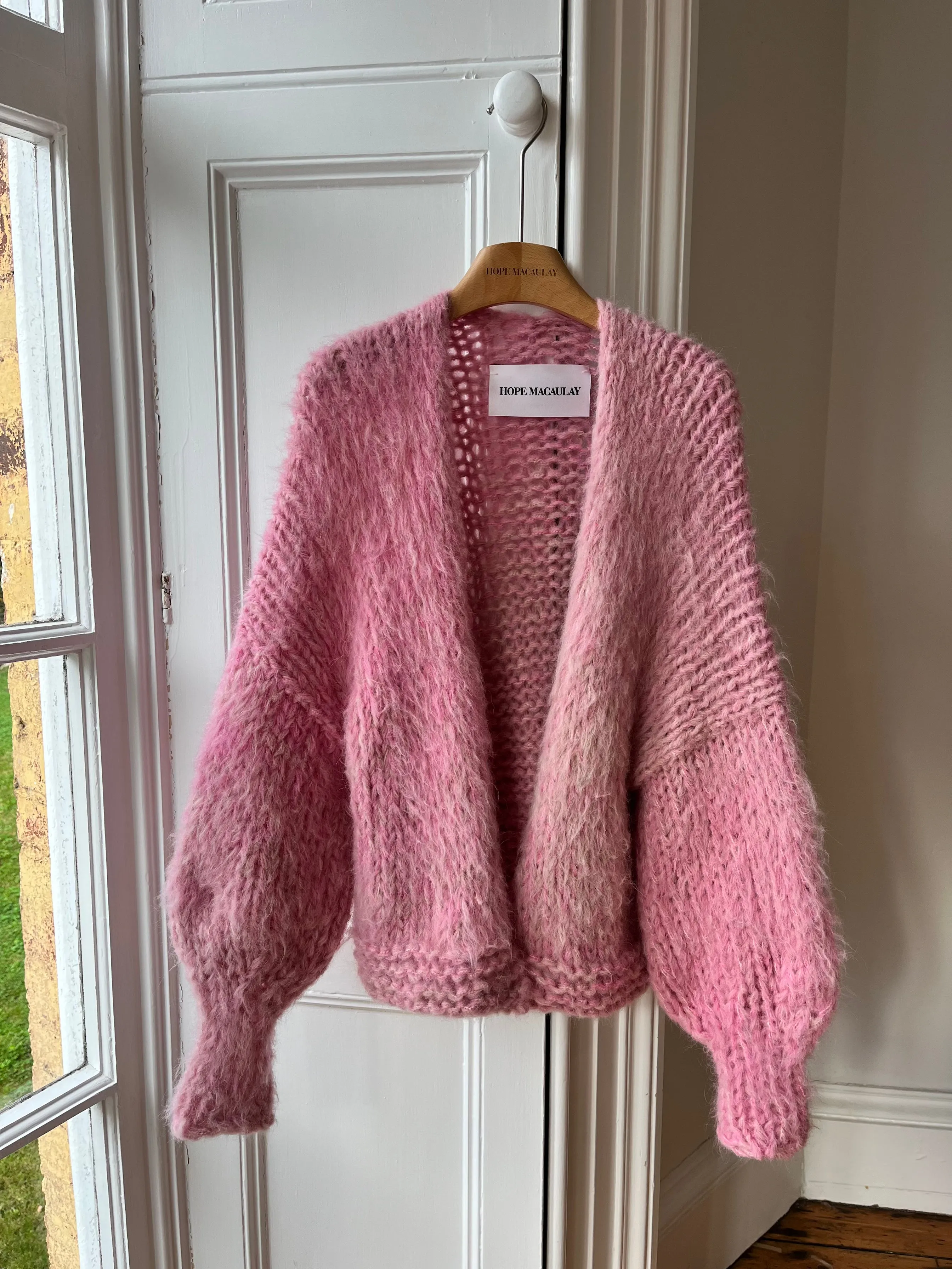 Pink Fluffy Chunky Knit Cardigan (Sample)