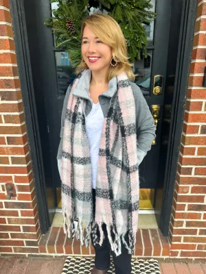 Pink Plaid Chunky Scarf