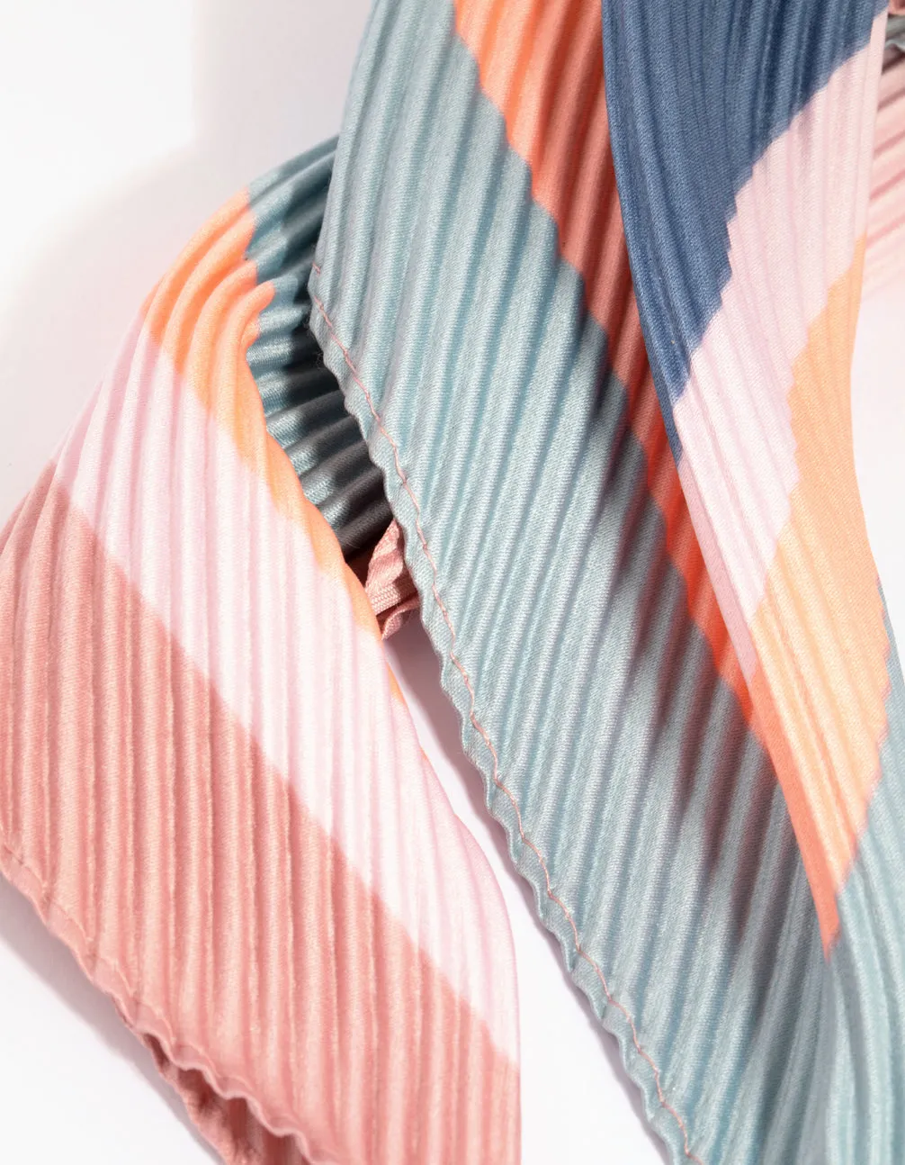 Pleated Mix Stripes Mini Scarf