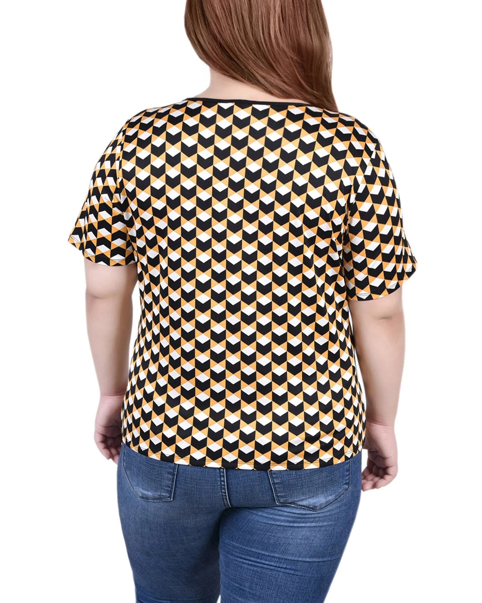 Plus Size Short Sleeve Top With Ring Details