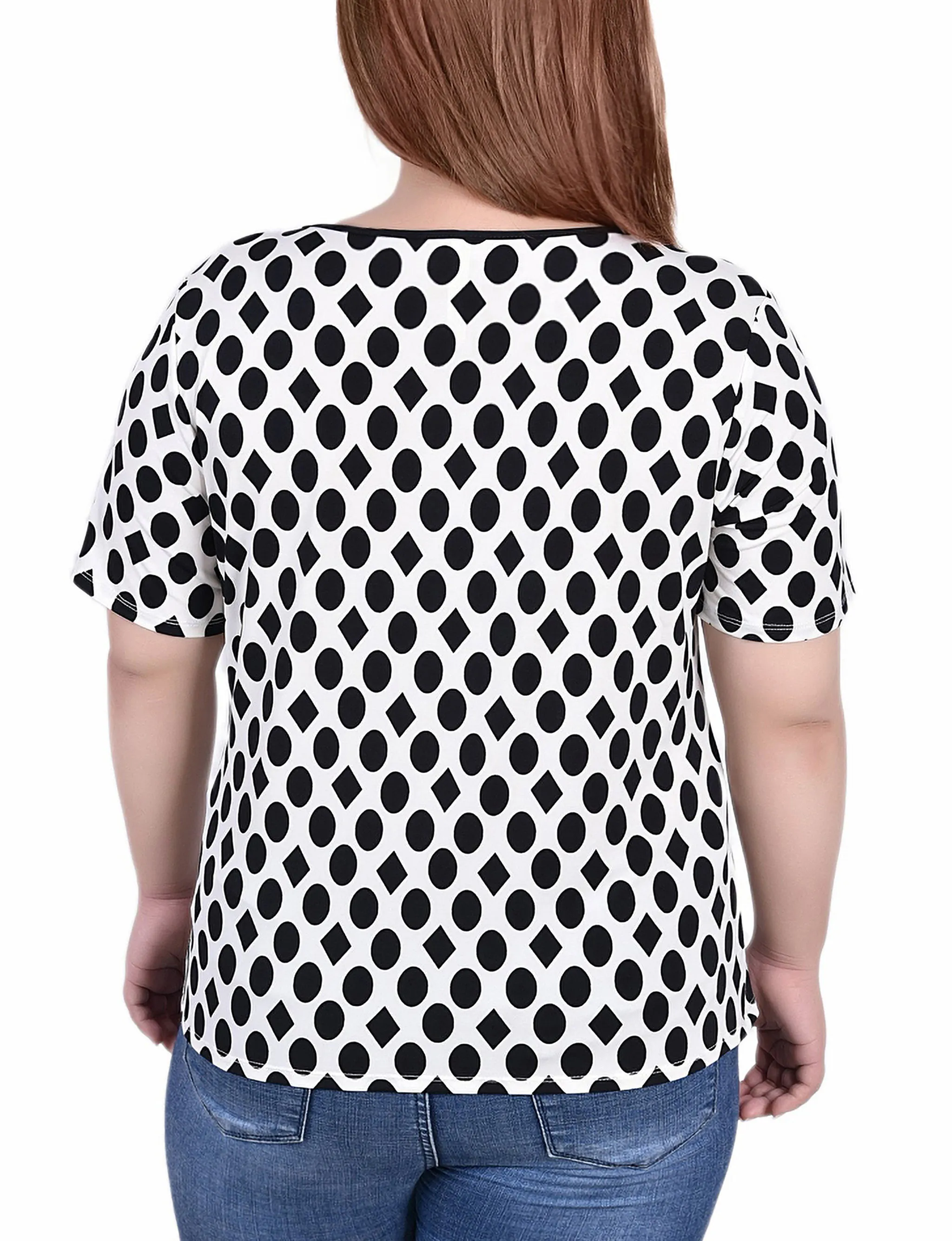 Plus Size Short Sleeve Top With Ring Details