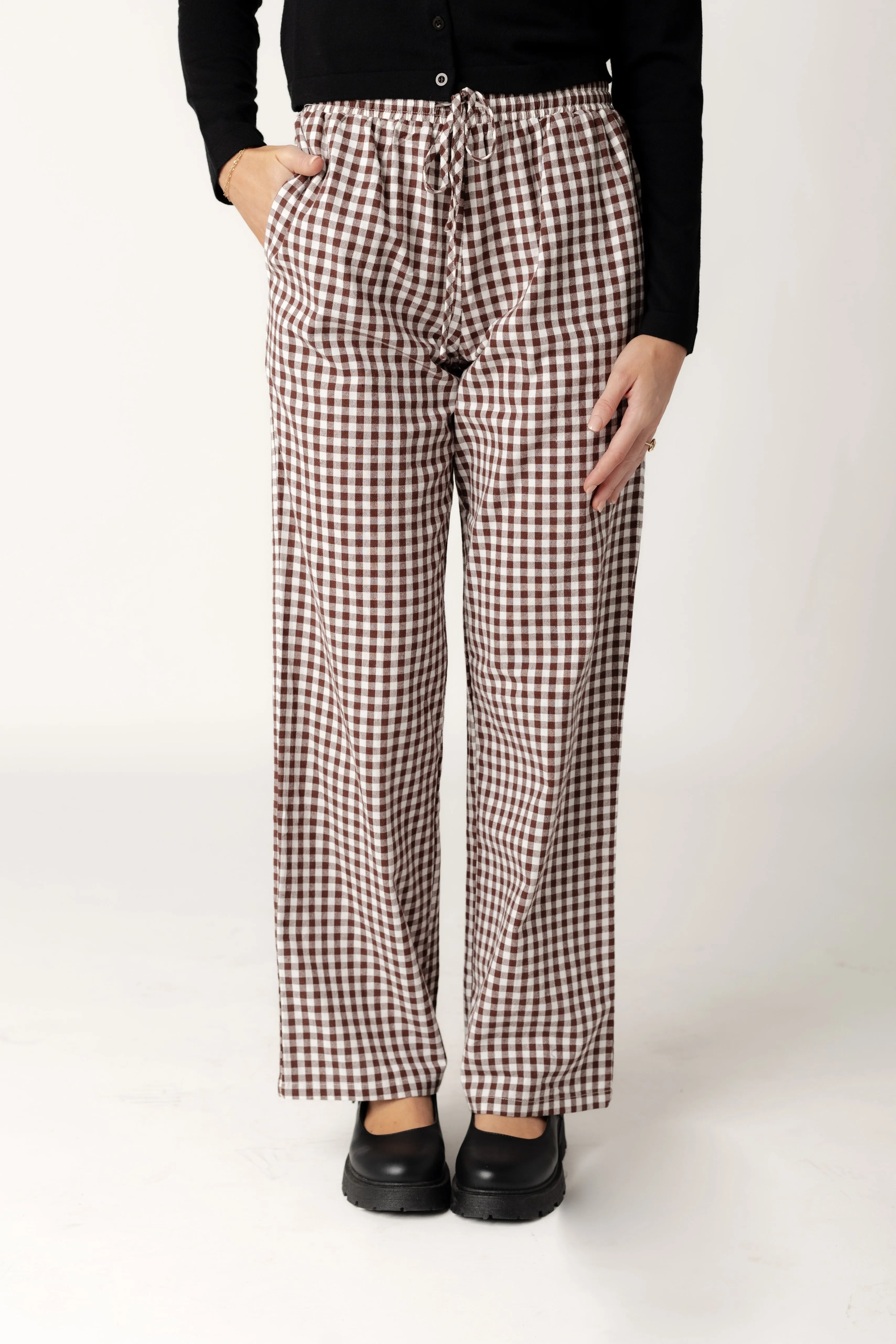 Preppy Poplin Gingham Pants -Fall