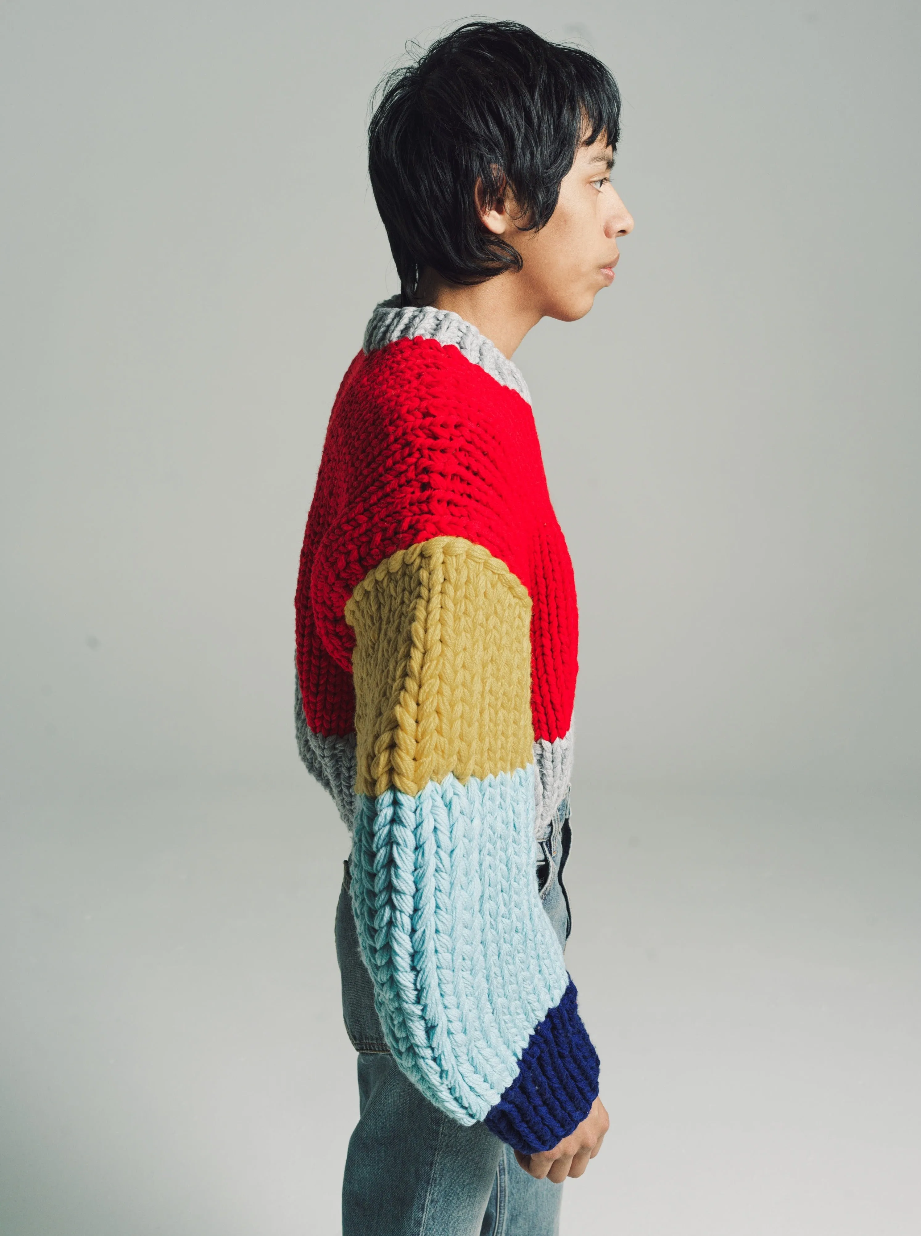 Red & Multicolor Wool Sweater