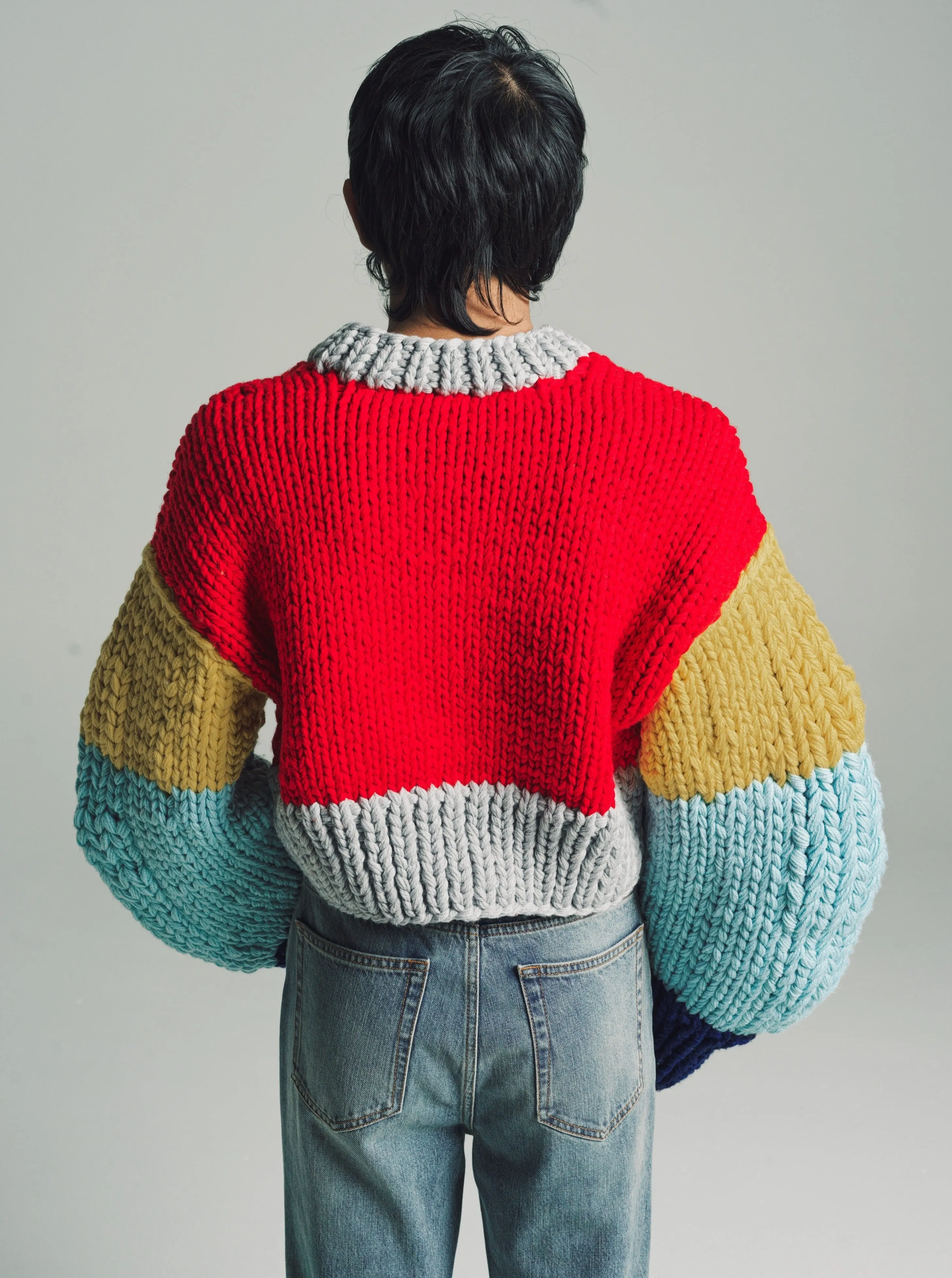 Red & Multicolor Wool Sweater