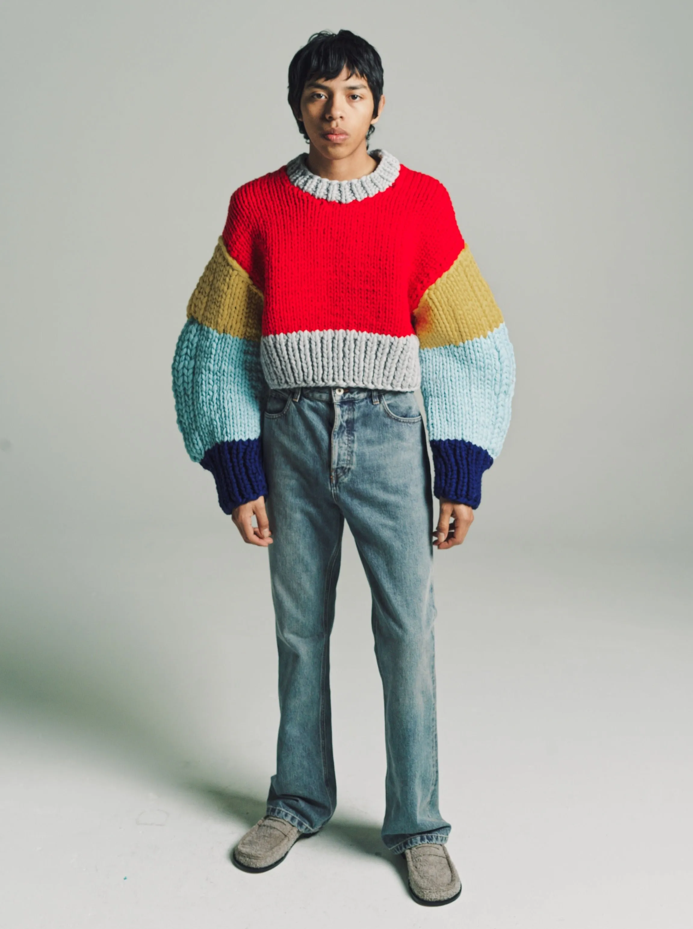 Red & Multicolor Wool Sweater