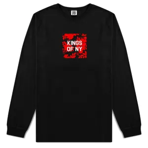 Red Floral Box Logo Mens Long Sleeve T-Shirt