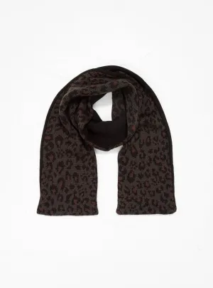 Reversible Chunky Muffler Scarf Charcoal Leopard