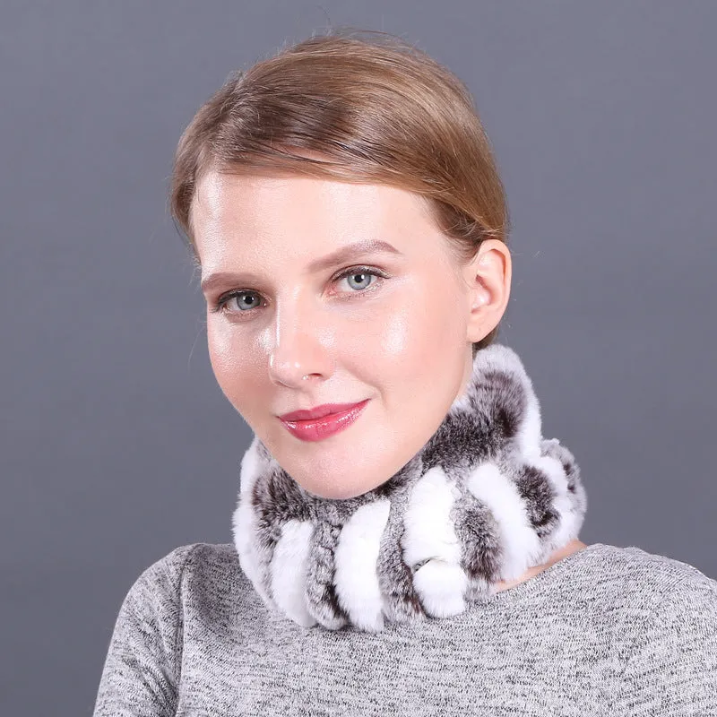 Rex rabbit fur scarf elastic knitted fur collar set autumn and winter women's pullover warm scarf dual-use