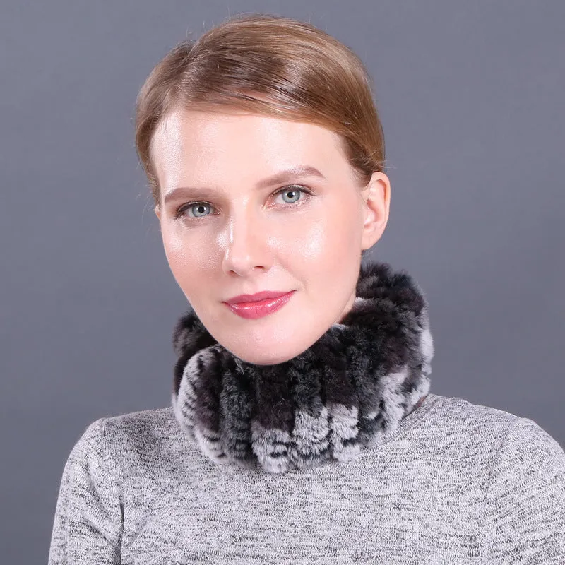 Rex rabbit fur scarf elastic knitted fur collar set autumn and winter women's pullover warm scarf dual-use