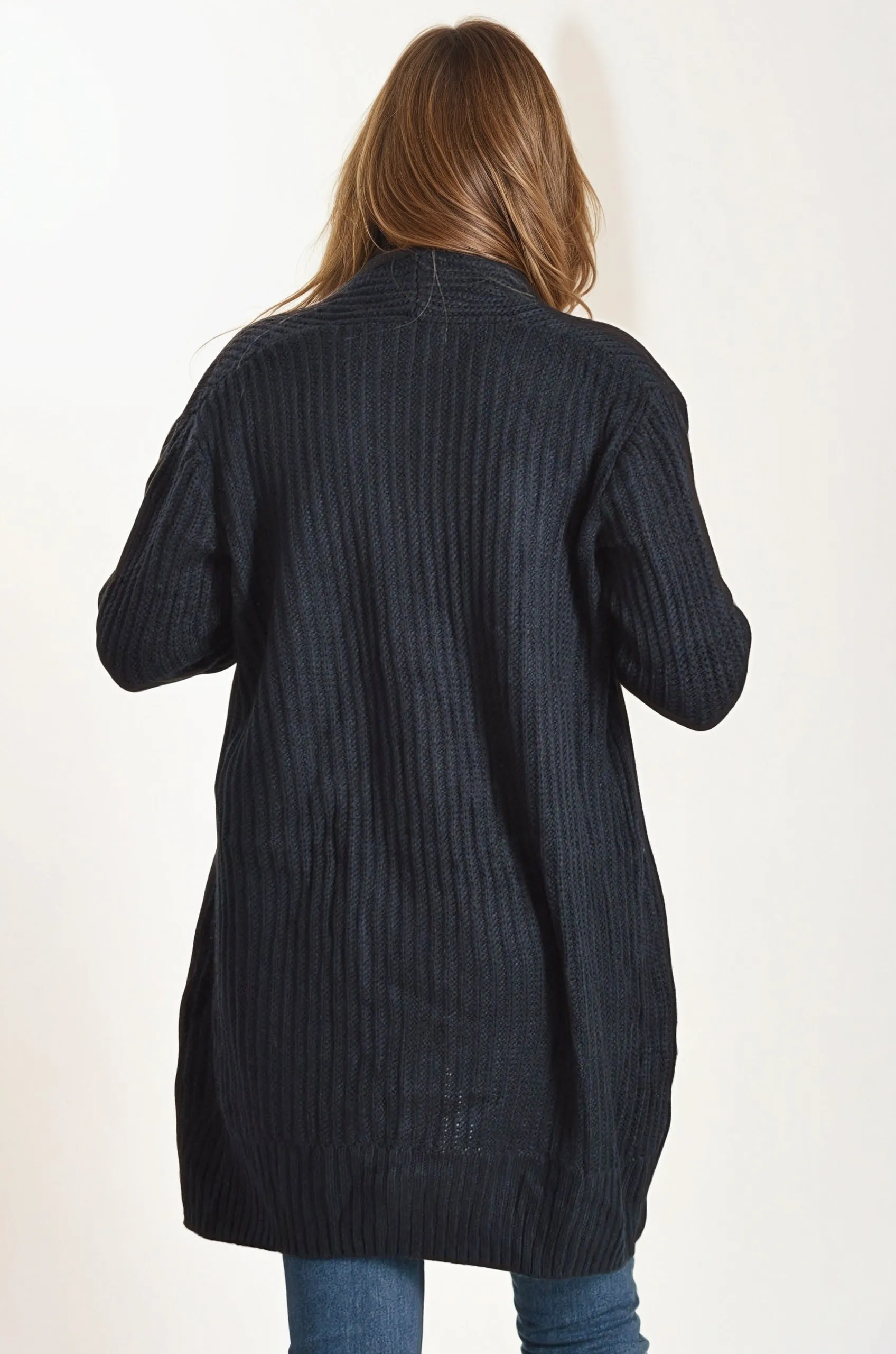 Ribbed Open Front Cardigan