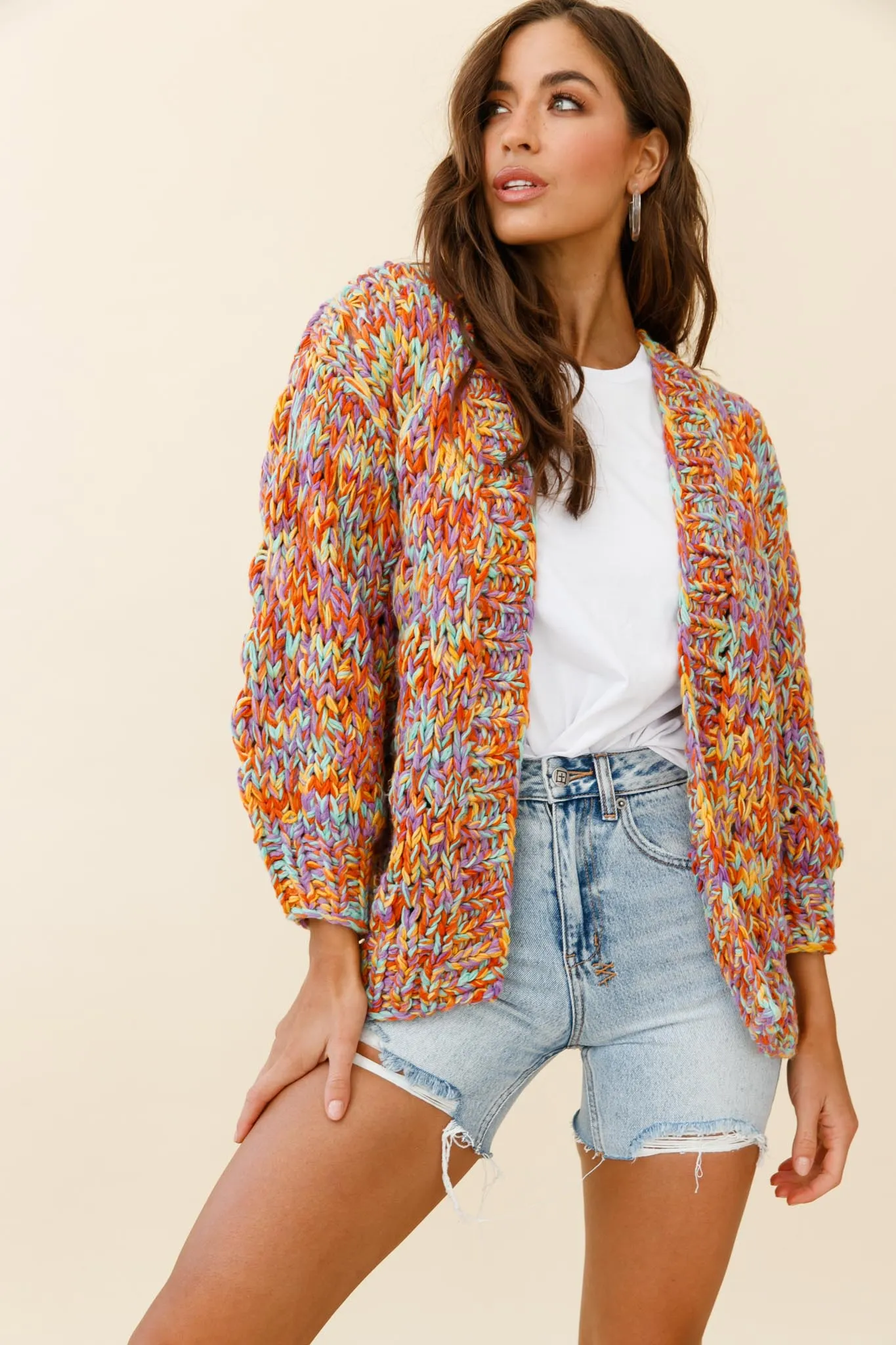 Santa Ana Chunky Knit Cardigan Funfetti