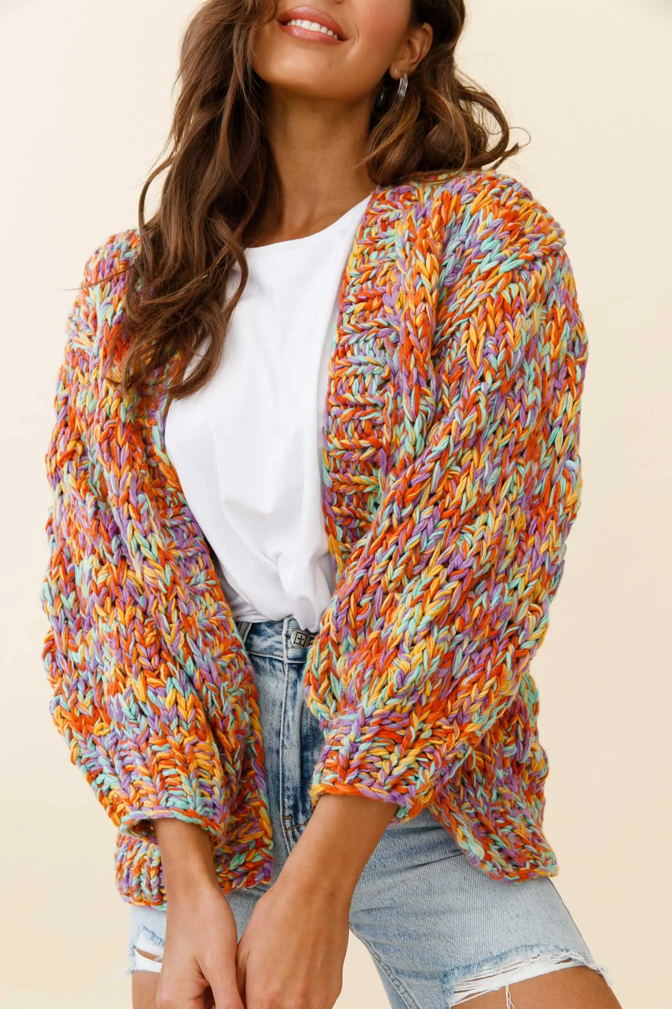 Santa Ana Chunky Knit Cardigan Funfetti