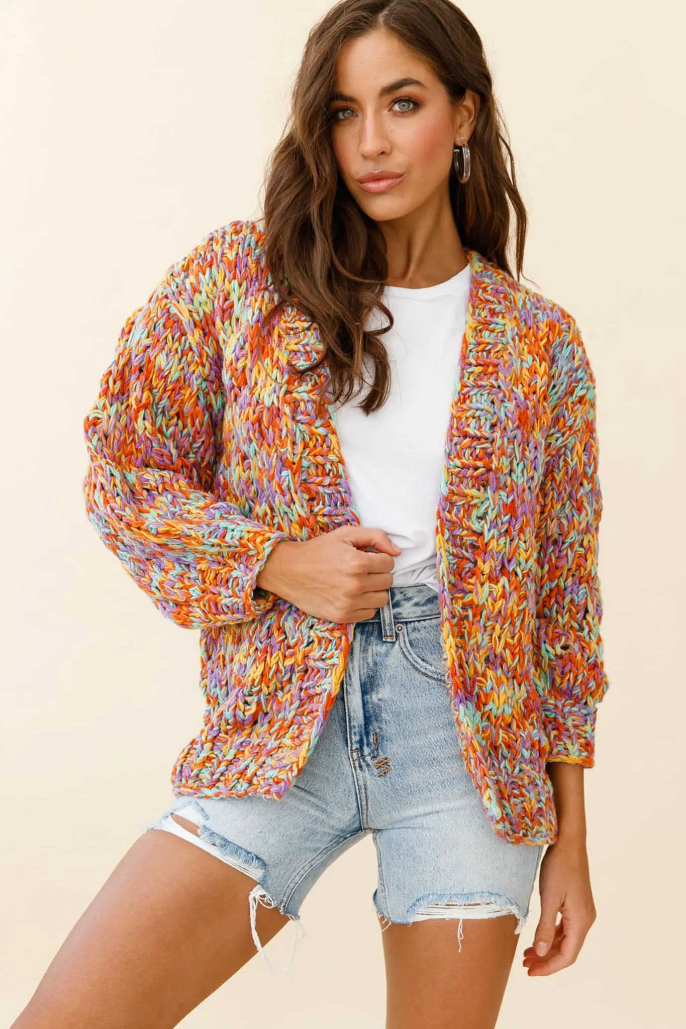 Santa Ana Chunky Knit Cardigan Funfetti