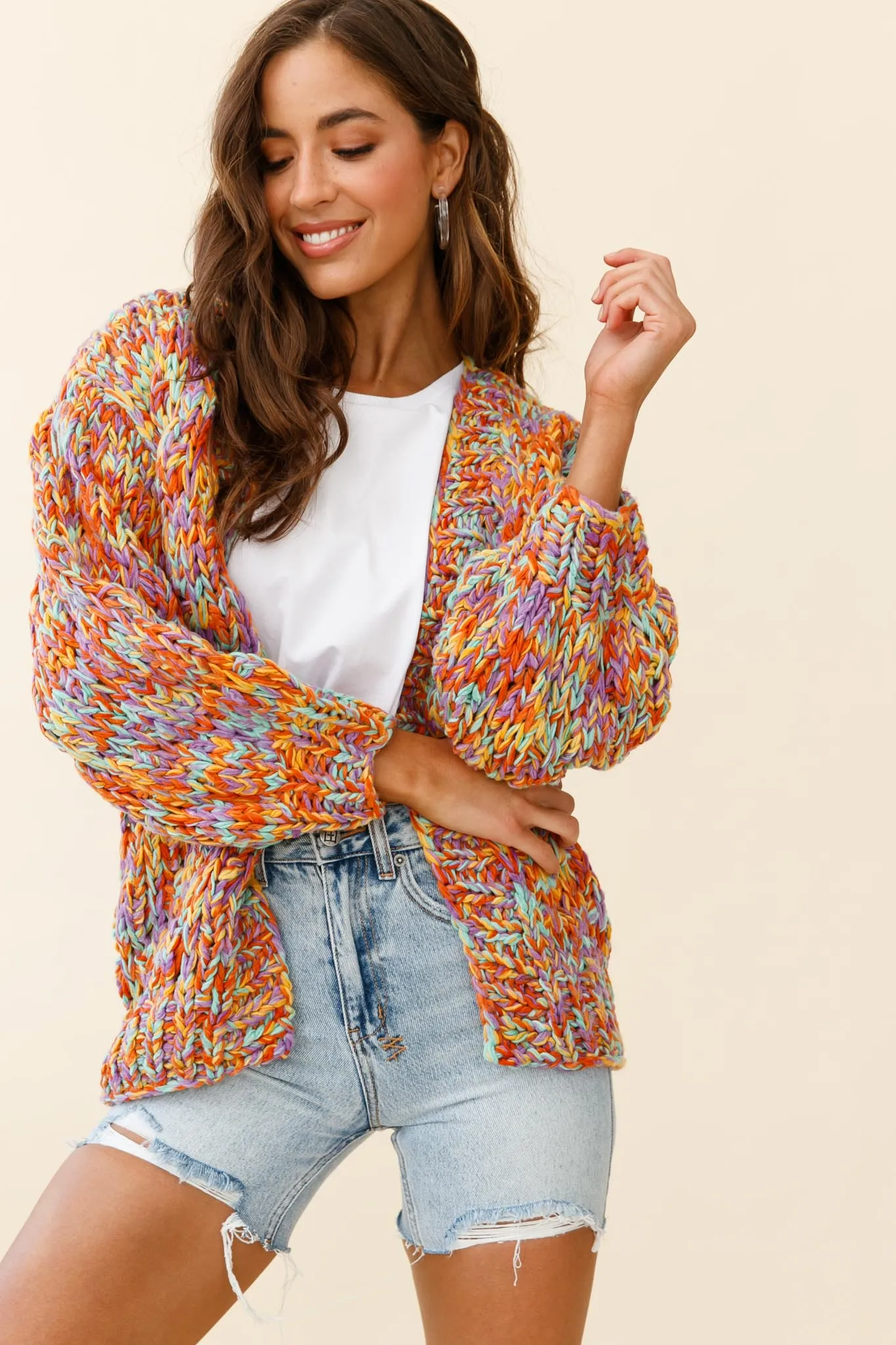 Santa Ana Chunky Knit Cardigan Funfetti