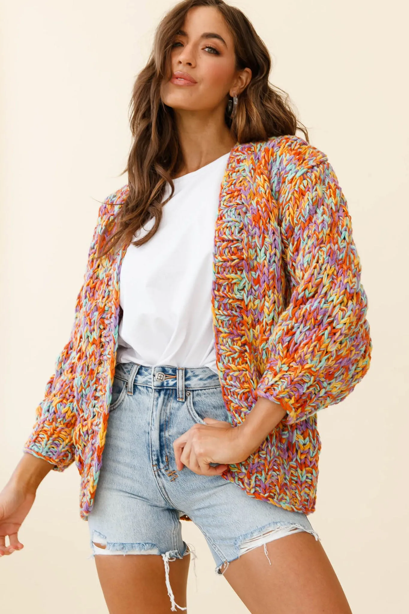 Santa Ana Chunky Knit Cardigan Funfetti