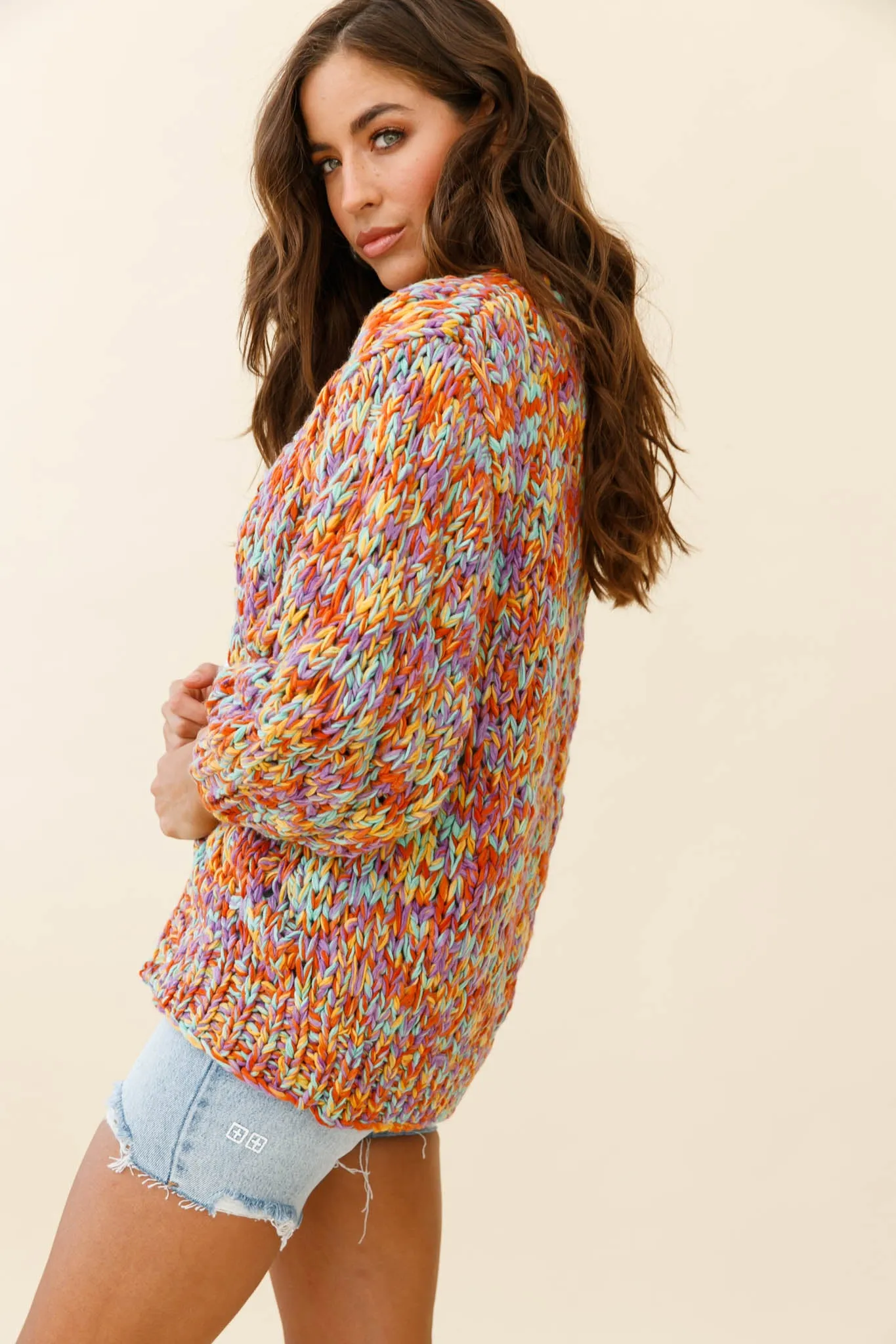 Santa Ana Chunky Knit Cardigan Funfetti