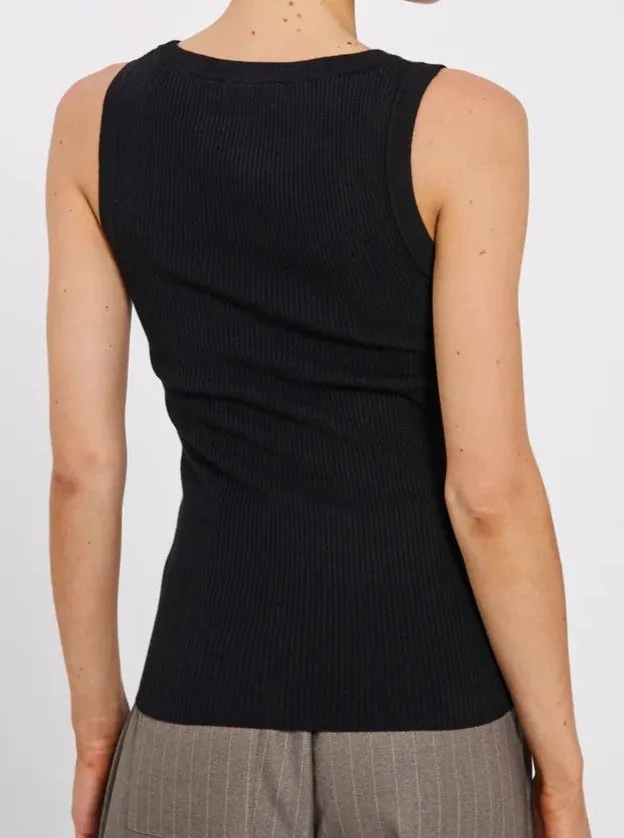 SHERRY U-NECK KNIT TANK | BLACK