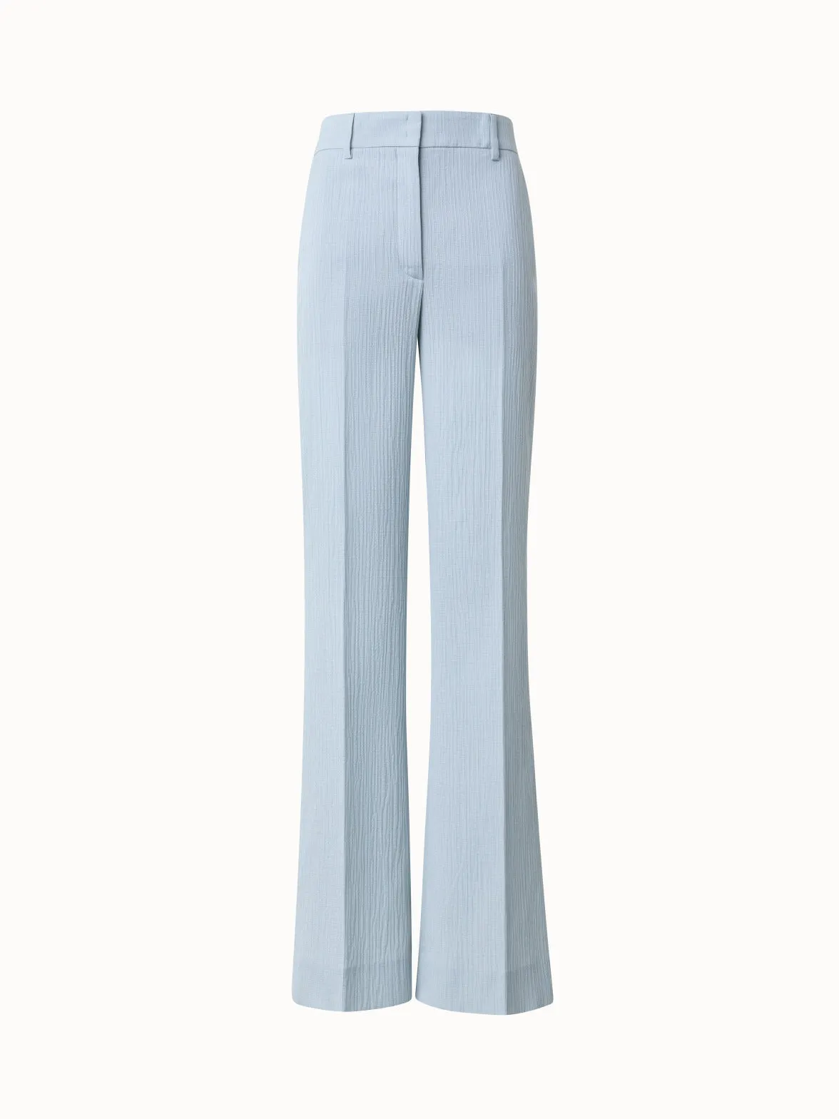 Structured Cotton Silk Double-Face Wide Leg Pants