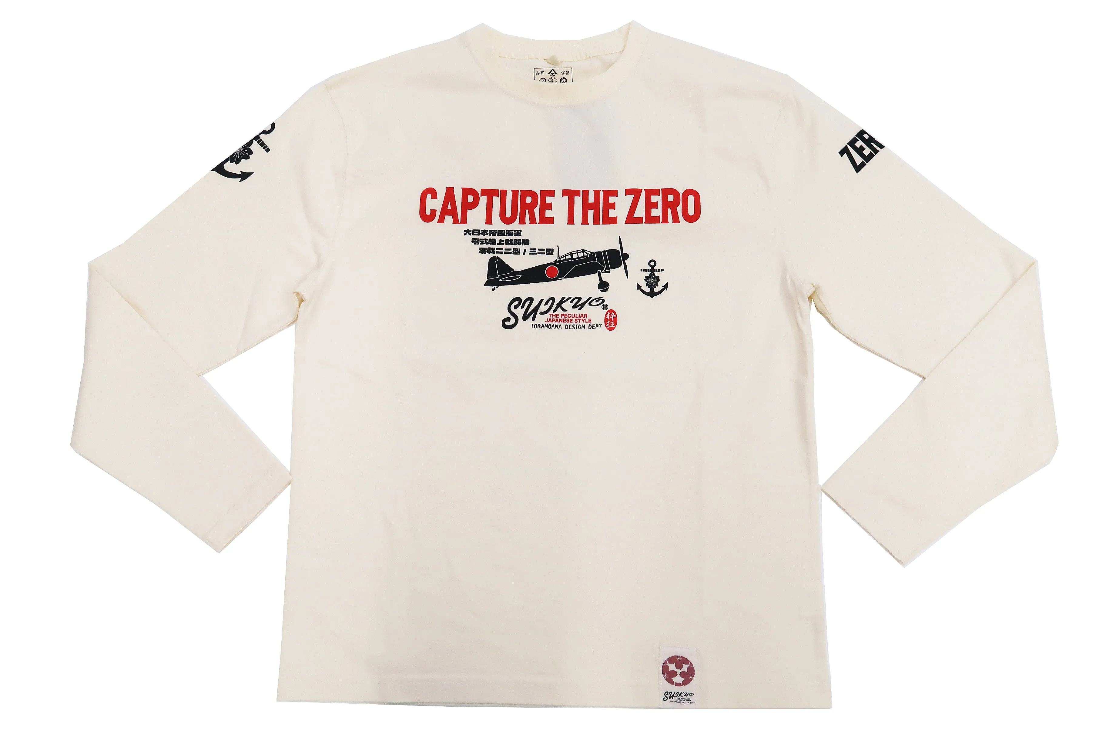 Suikyo T-Shirt Men's Japanese Fighter Aircraft Graphic Long Sleeve Tee SYLT-189 Off-White