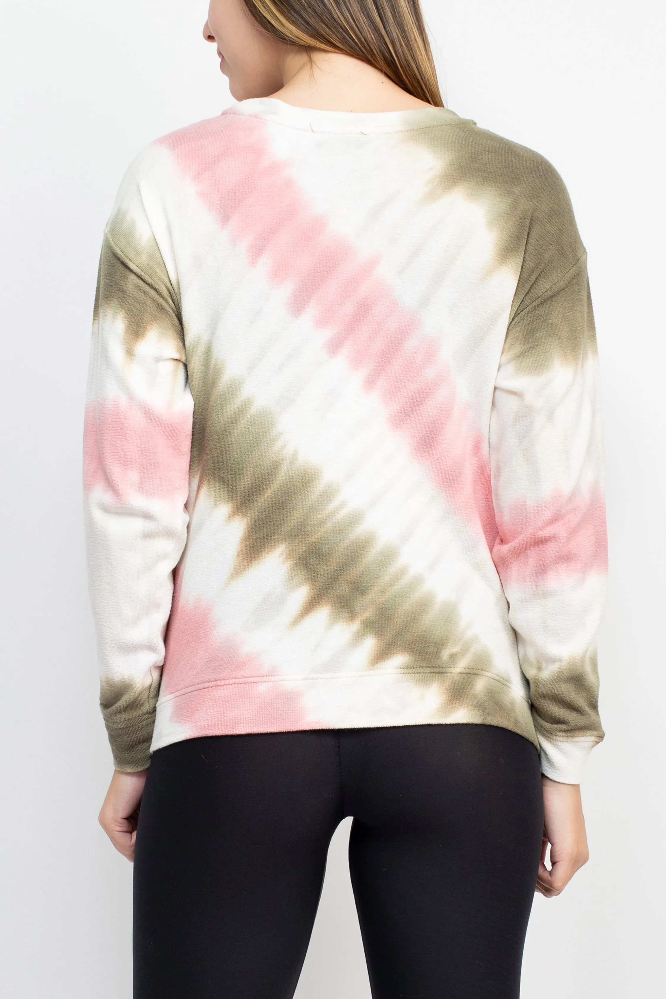 Tint   Shadow Crew Neck Long Sleeve Multi Print Knit Top