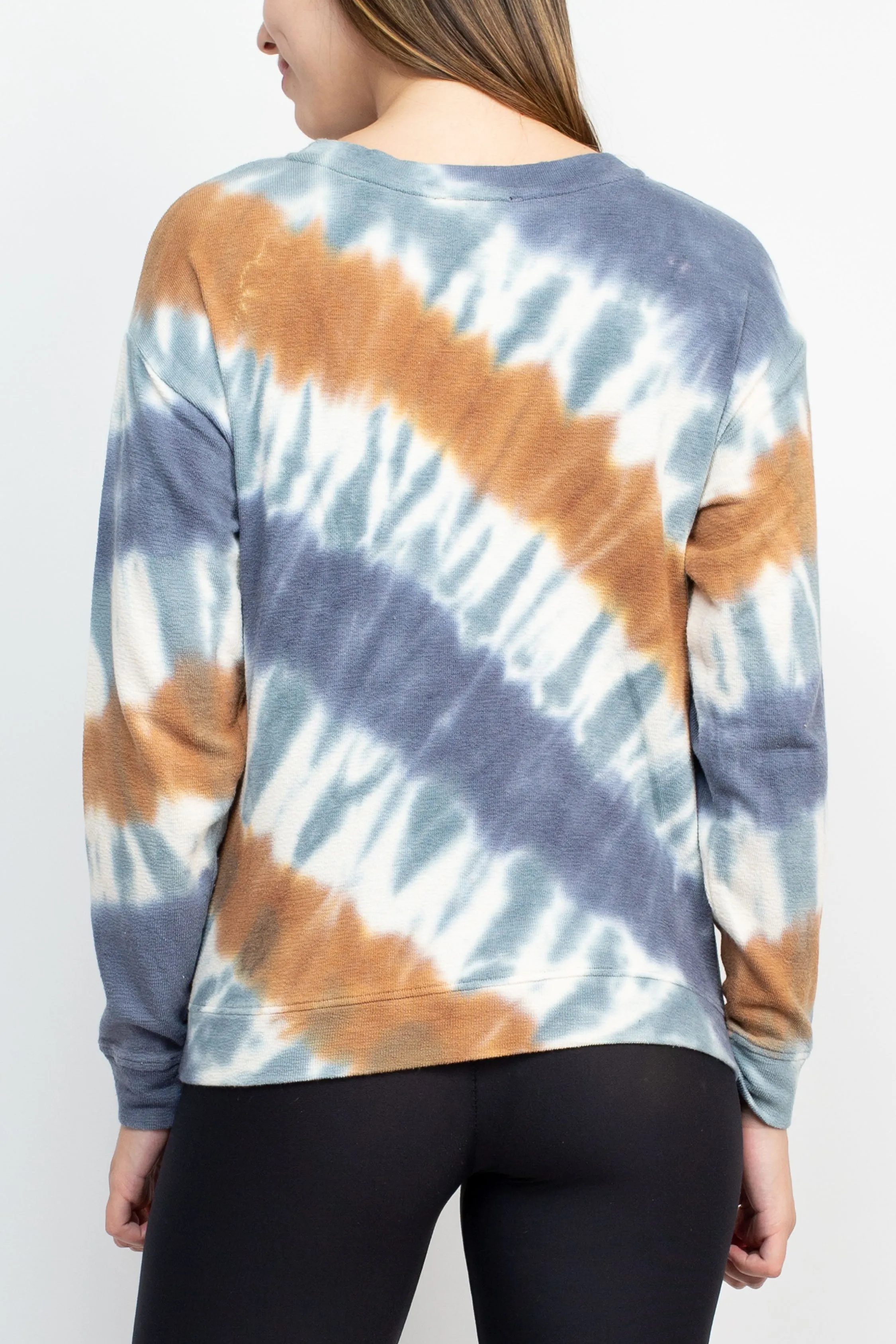 Tint   Shadow Crew Neck Long Sleeve Multi Print Knit Top