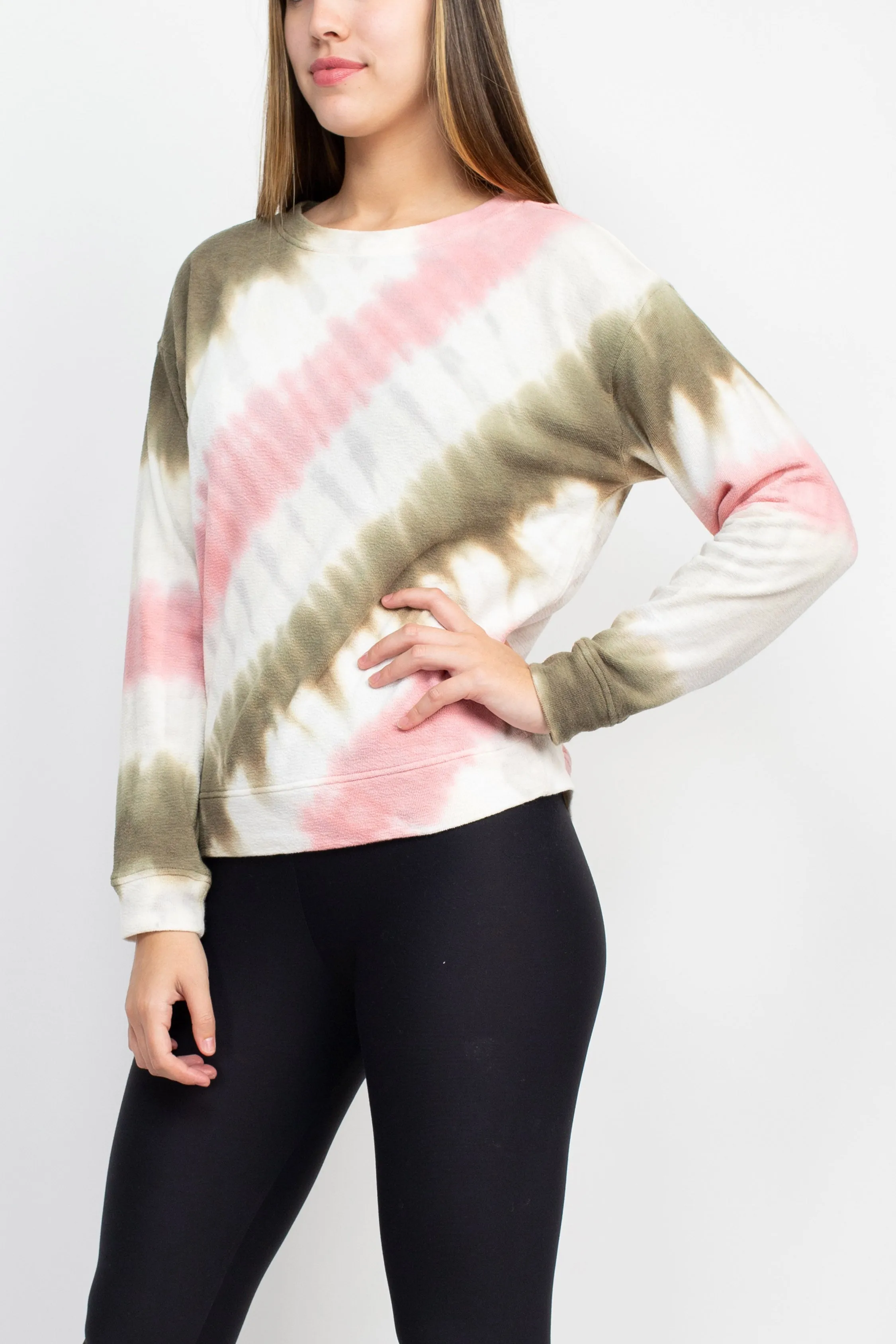 Tint   Shadow Crew Neck Long Sleeve Multi Print Knit Top