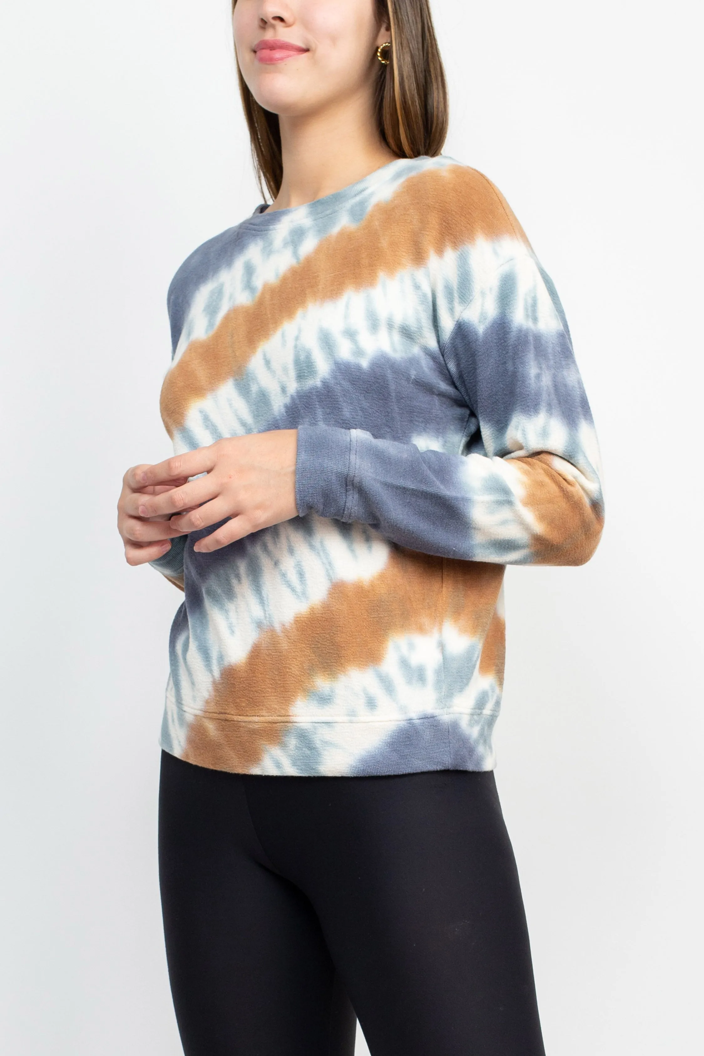 Tint   Shadow Crew Neck Long Sleeve Multi Print Knit Top