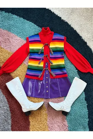 Vintage 70s Rainbow Knit Vest