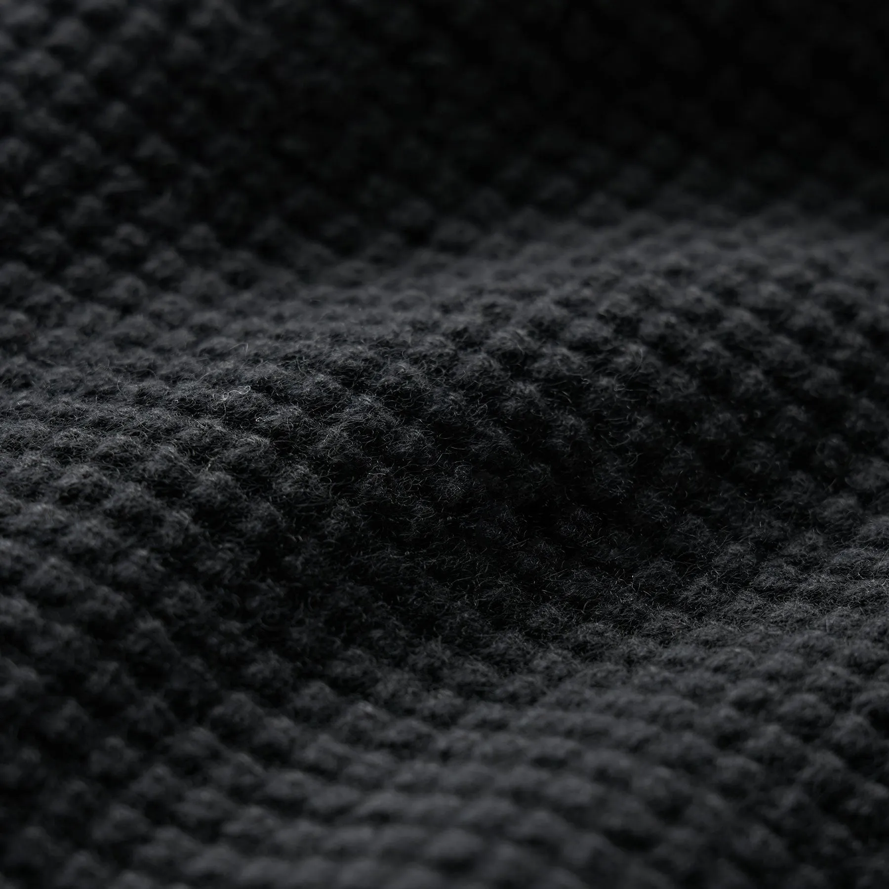 Waffle Knit Half Zip - Black