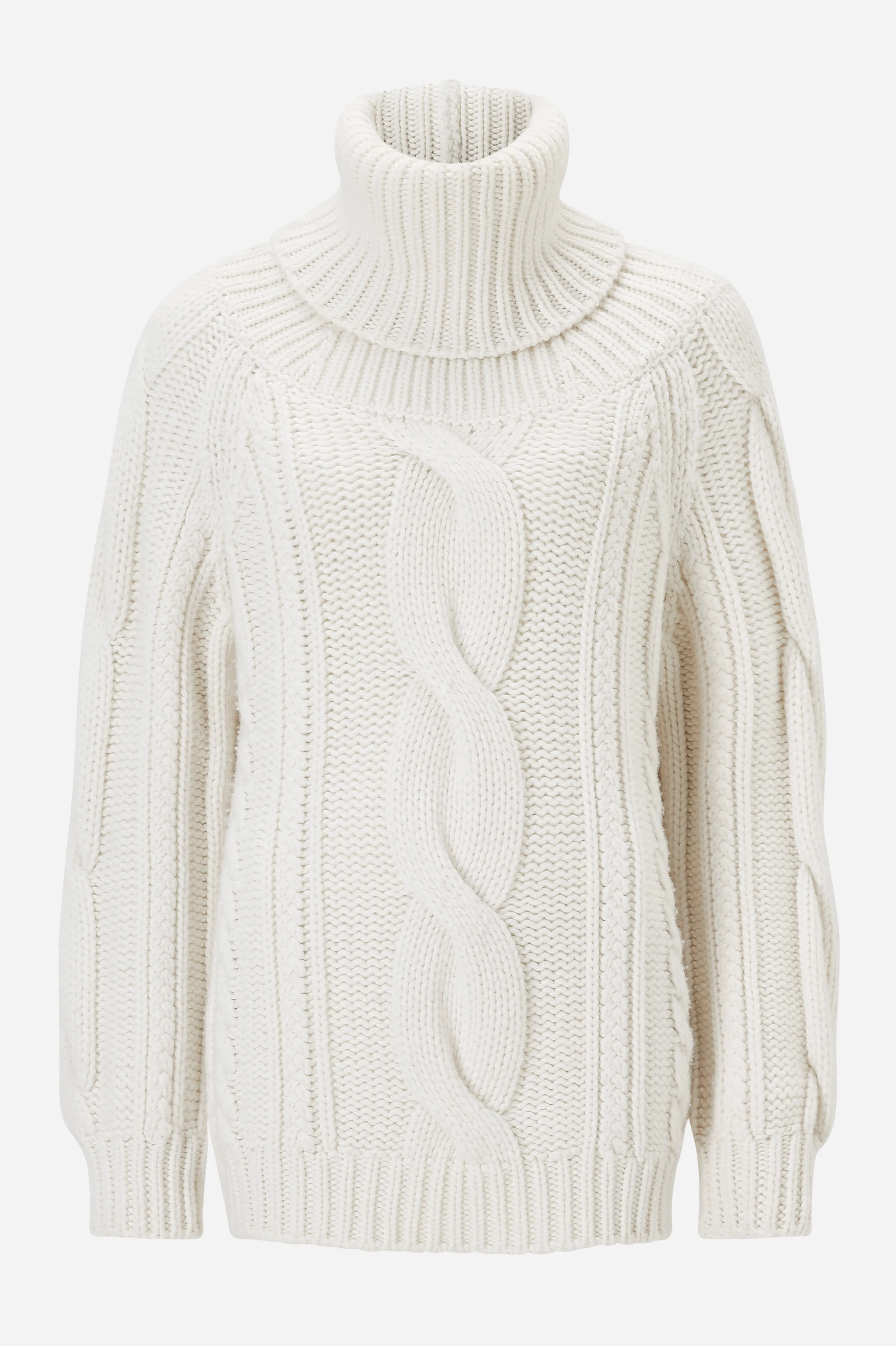 White Chunky Cable Knitted Roll Neck Jumper