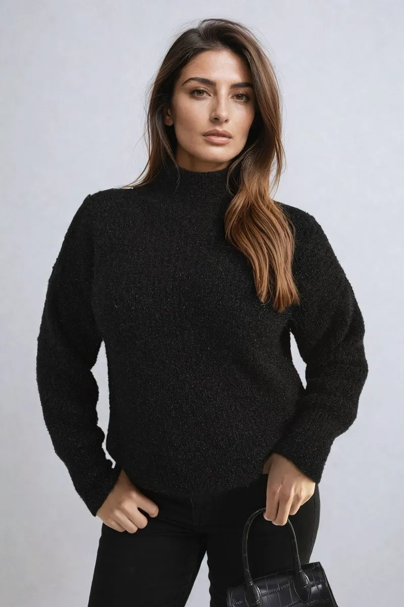 Women's Buttons Long Sleeves Chunky Knit Top