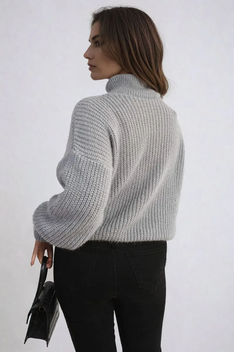 Women's Buttons Long Sleeves Chunky Knit Top