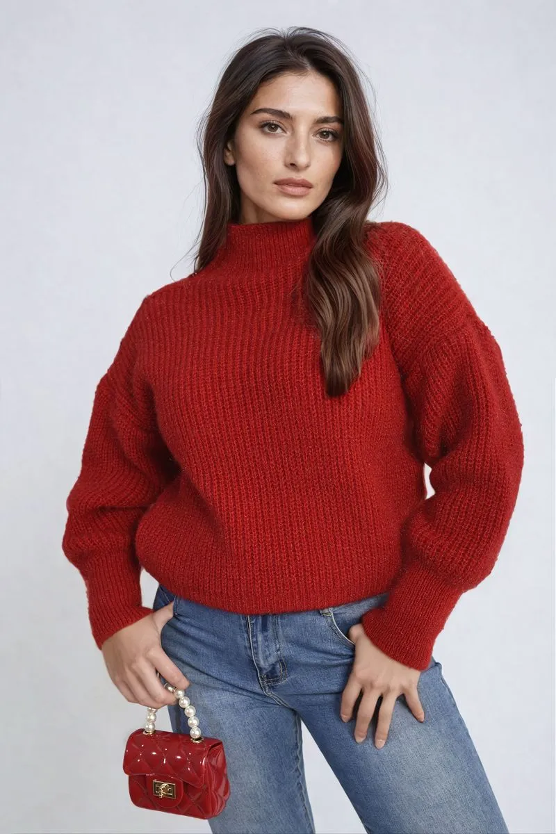 Women's Buttons Long Sleeves Chunky Knit Top