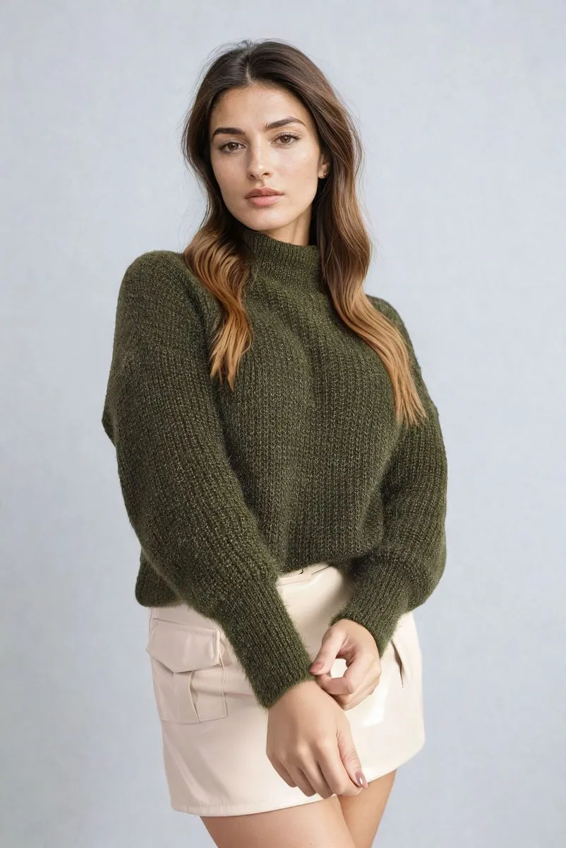 Women's Buttons Long Sleeves Chunky Knit Top